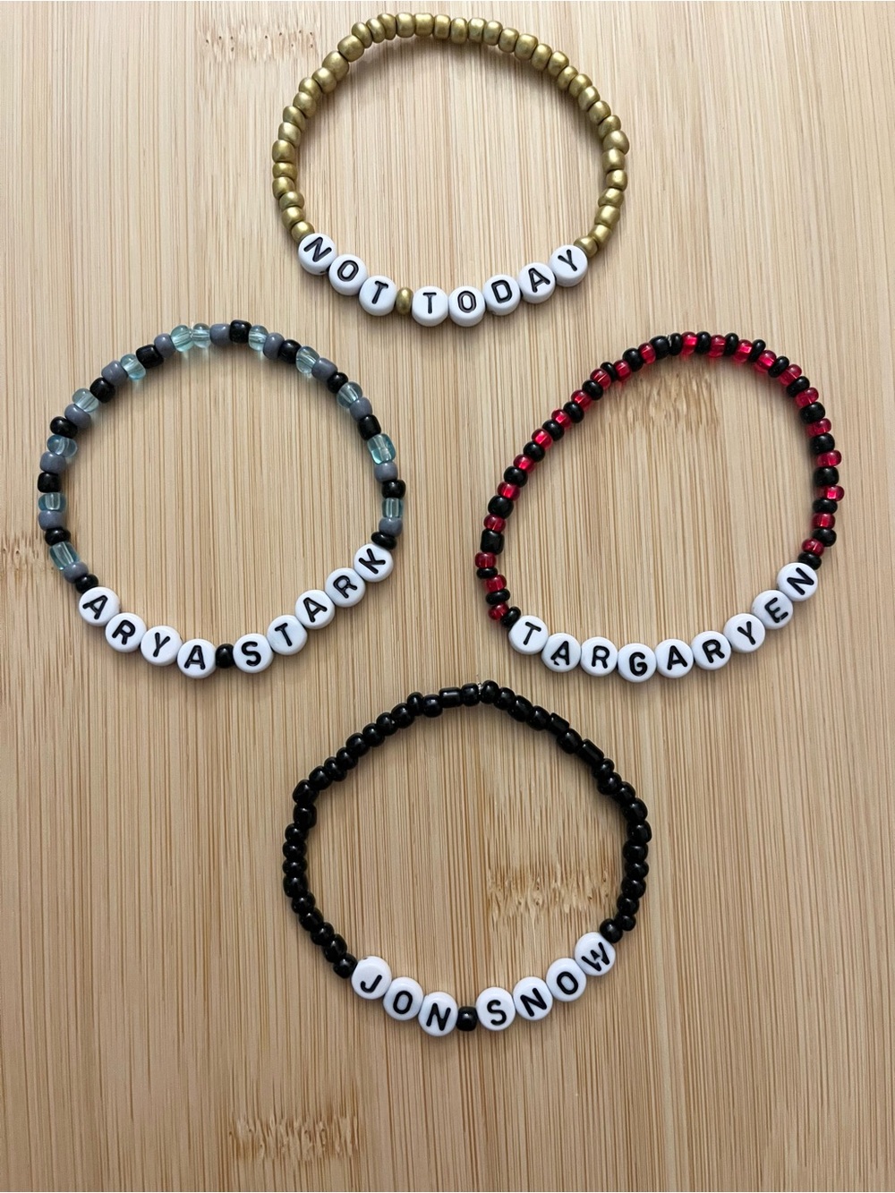 Game Of Thrones Inspired Bracelets - Not Today, Arya Stark, Jon Snow & Targaryen